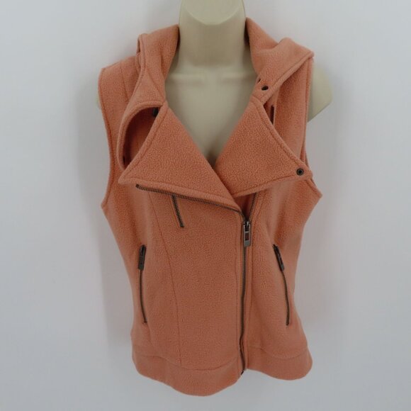Thanth Womens Small Peach Pink Fleece Sleeveless Motorcycle Hooded Vest Coat - Picture 3 of 10